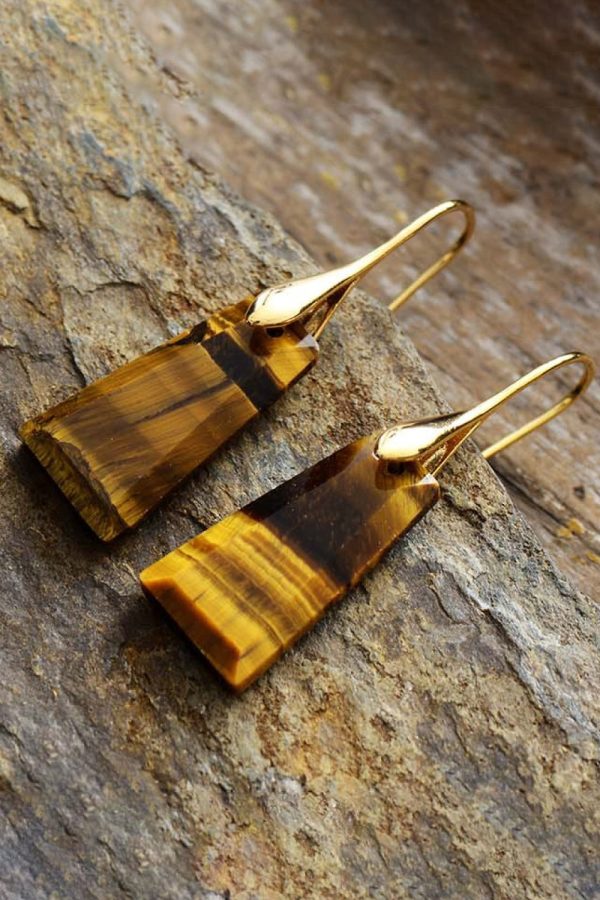 Hazel Blues® |  Handmade Geometrical Shape Natural Stone Dangle Earrings Hot on Sale - Image 2