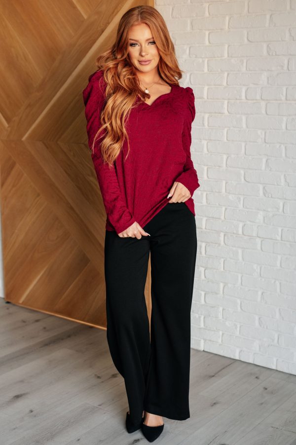 Hazel Blues® |  Ask A Question Ruched Sleeve Top Sale - Image 3