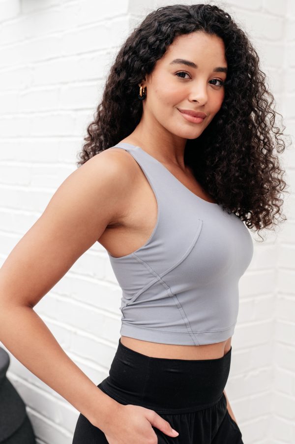 Hazel Blues® |  Doing it For Me Asymmetrical Tank in Rhino Grey Supply - Image 5