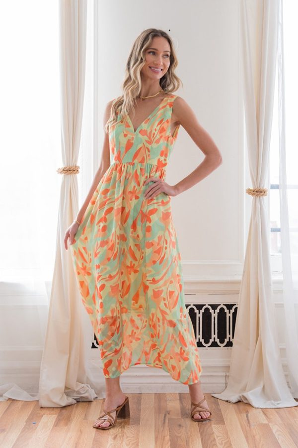 Hazel Blues® |  Sew In Love Printed V-Neck Sleeveless Dress Hot on Sale - Image 4