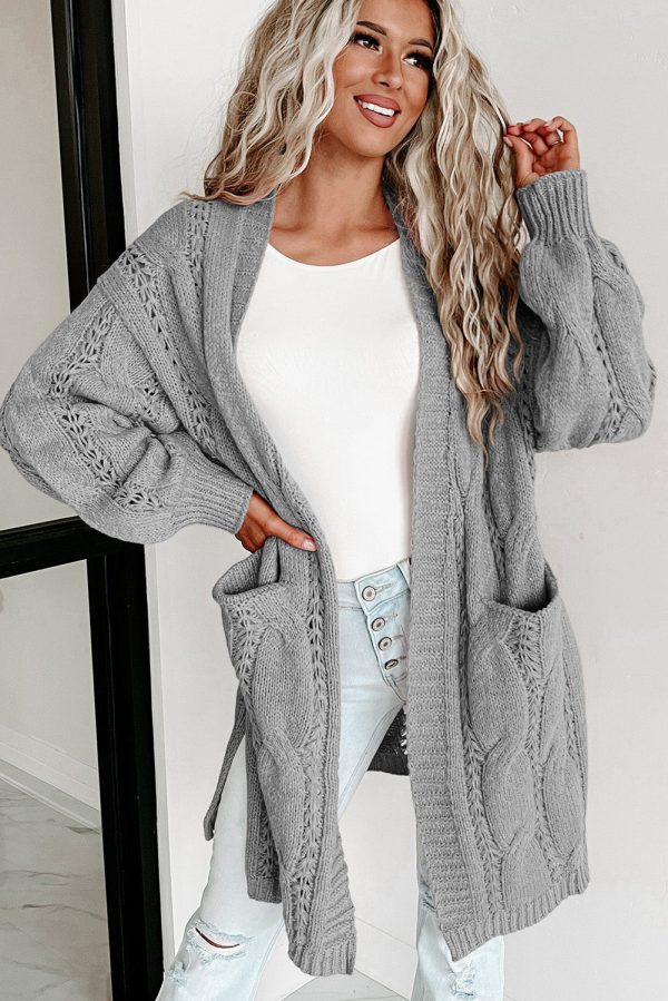 Hazel Blues® |  Cable-Knit Dropped Shoulder Cardigan Hot on Sale - Image 5