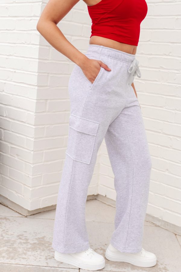 Hazel Blues® |  Run, Don t Walk Cargo Sweatpants in Grey For Sale - Image 5