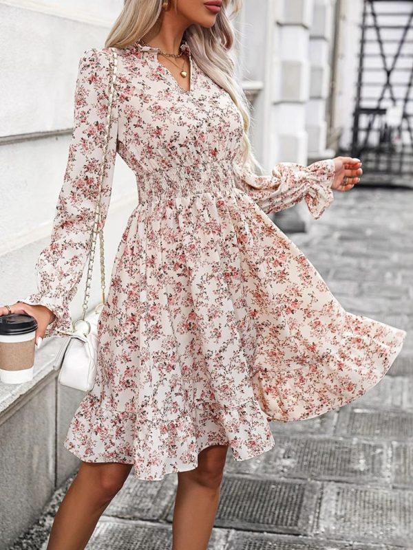 Hazel Blues® |  Ruffle Hem Floral Surplice Long Sleeve Dress Supply - Image 3