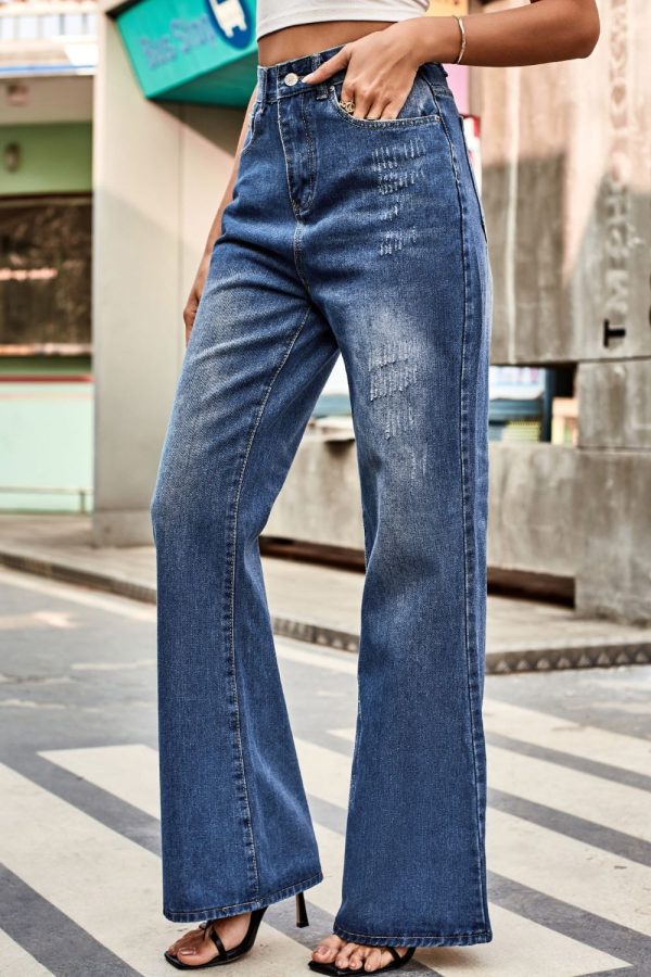 Hazel Blues® |  Buttoned Loose Fit Jeans with Pockets For Discount - Image 4