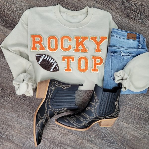 3Blues Designs |   Hazel Blues® |  Rocky Top Chenille Patch Sweatshirt For Sale - Image 2