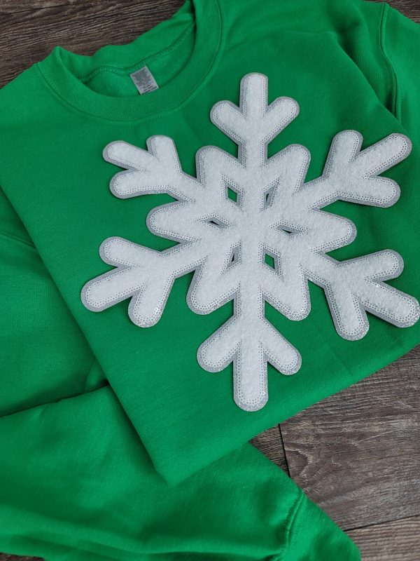 3Blues Designs |   Hazel Blues® |  Large Snowflake Chenille Patch Sweatshirt Online Hot Sale - Image 5