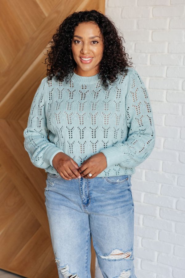 Hazel Blues® |  Hole In One Sheer Pointelle Knit Sweater For Cheap - Image 5