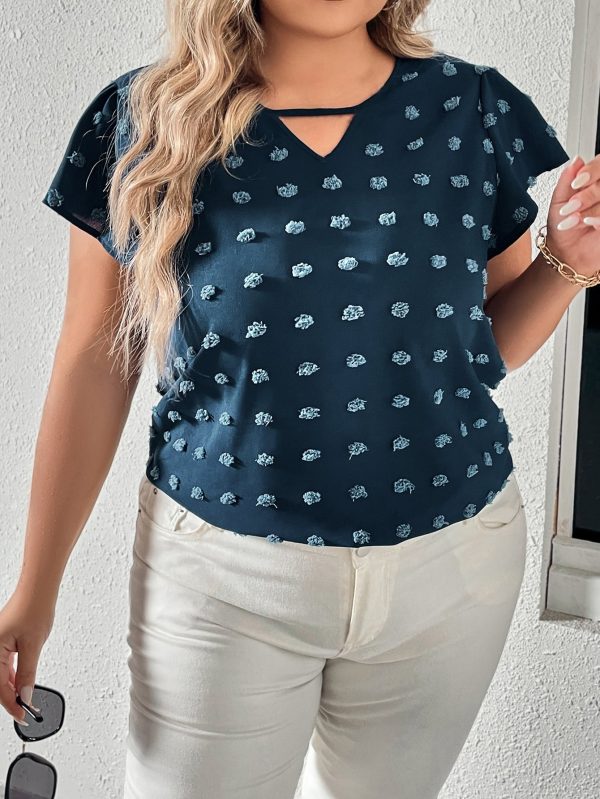 Hazel Blues® | Swiss Dot V-Neck Flutter Sleeve Tee For Discount - Image 4