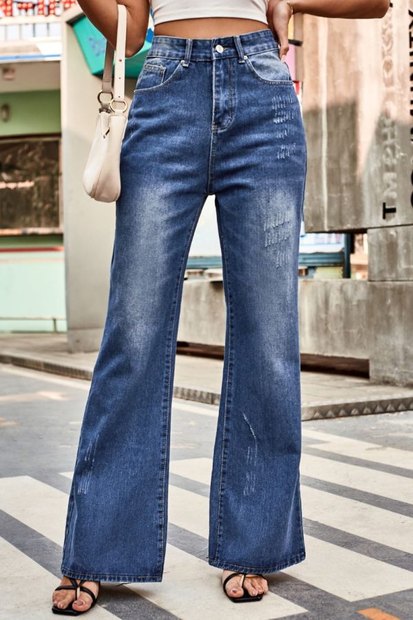 Hazel Blues® |  Buttoned Loose Fit Jeans with Pockets For Discount