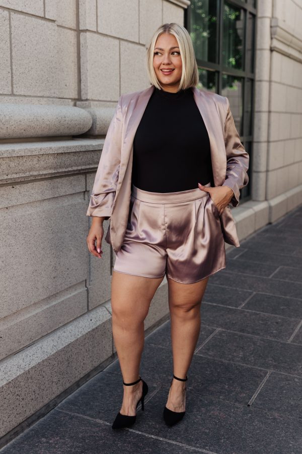Hazel Blues® |  Champagne and Roses Satin Shorts Hot on Sale - Image 3
