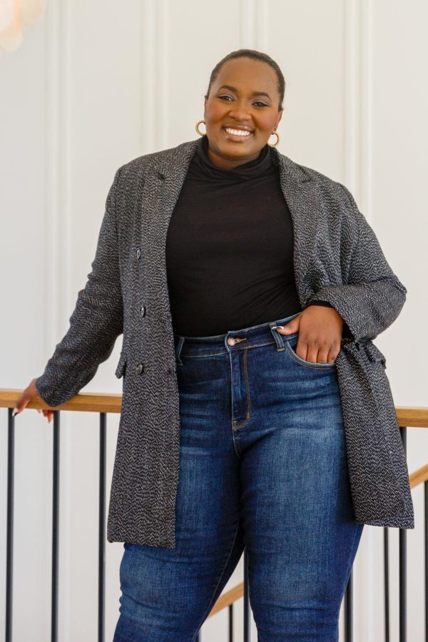 Hazel Blues® | Chic Upon Arrival Button Down Blazer Jacket In Black on Sale - Image 3