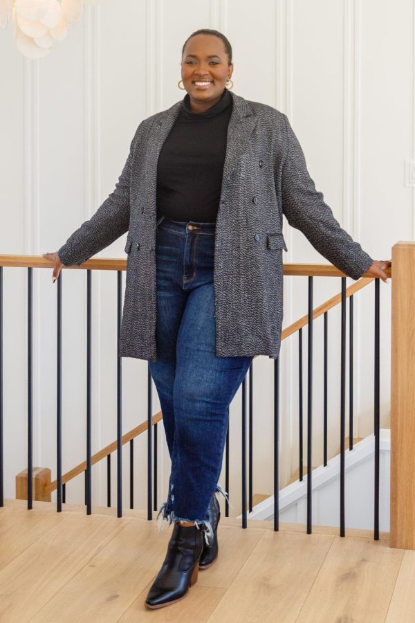 Hazel Blues® | Chic Upon Arrival Button Down Blazer Jacket In Black on Sale - Image 2
