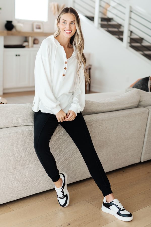 Hazel Blues® |  Happier Now Henley Hoodie in Ivory Discount - Image 4
