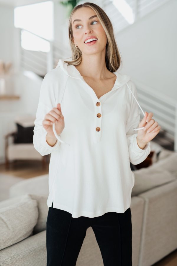 Hazel Blues® |  Happier Now Henley Hoodie in Ivory Discount - Image 2