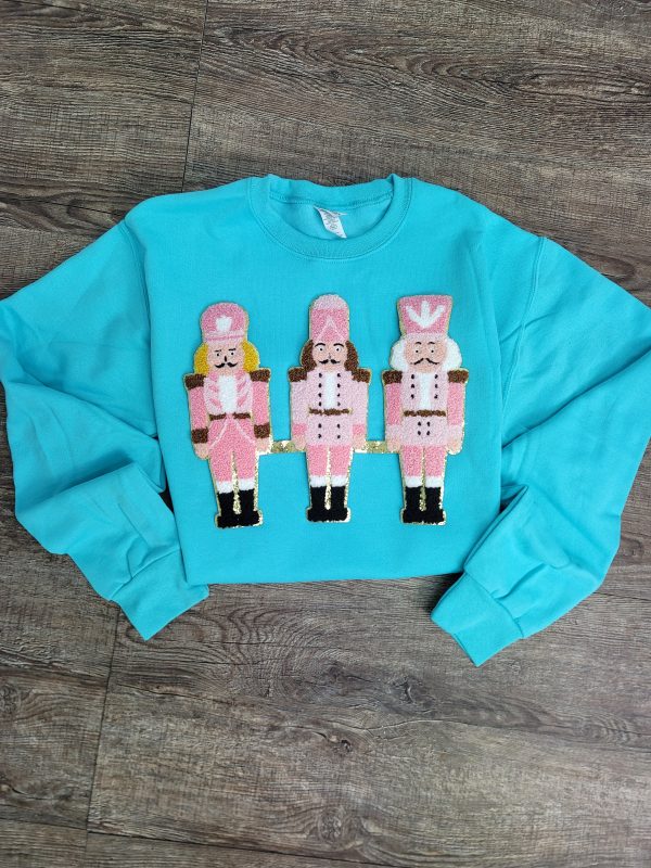3Blues Designs |   Hazel Blues® |  Large Nutcrackers Chenille Patch Sweatshirt Online now