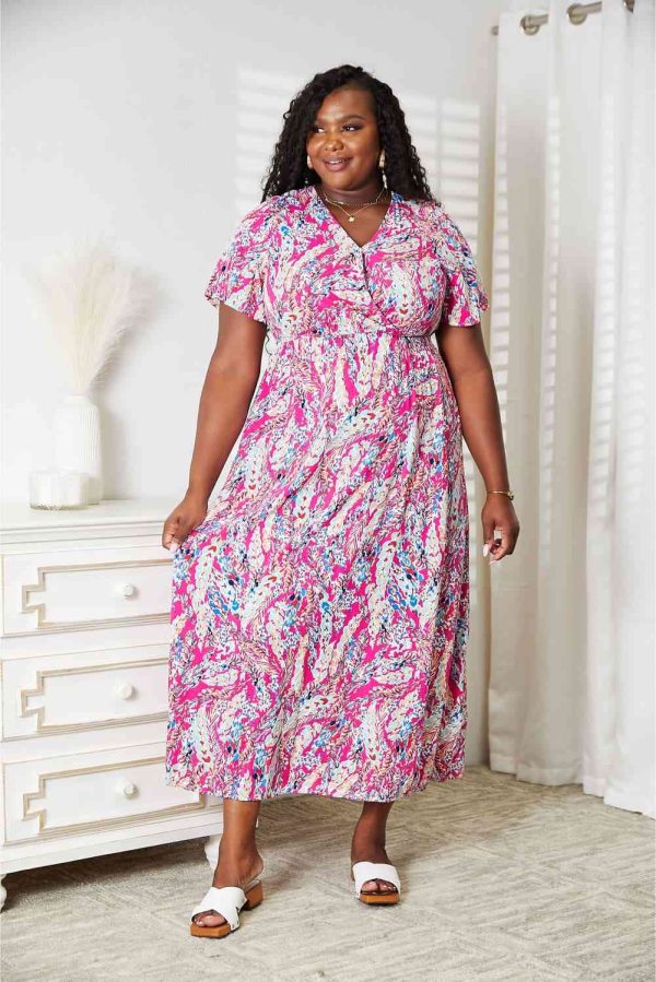 Double Take Multicolored V-Neck Maxi Dress For Discount - Image 5
