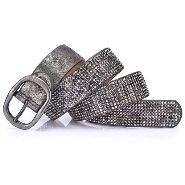 Cowskin Designer Waist Punk Rivet Studded Belt Casual Pin Buckle Fashion - Image 3